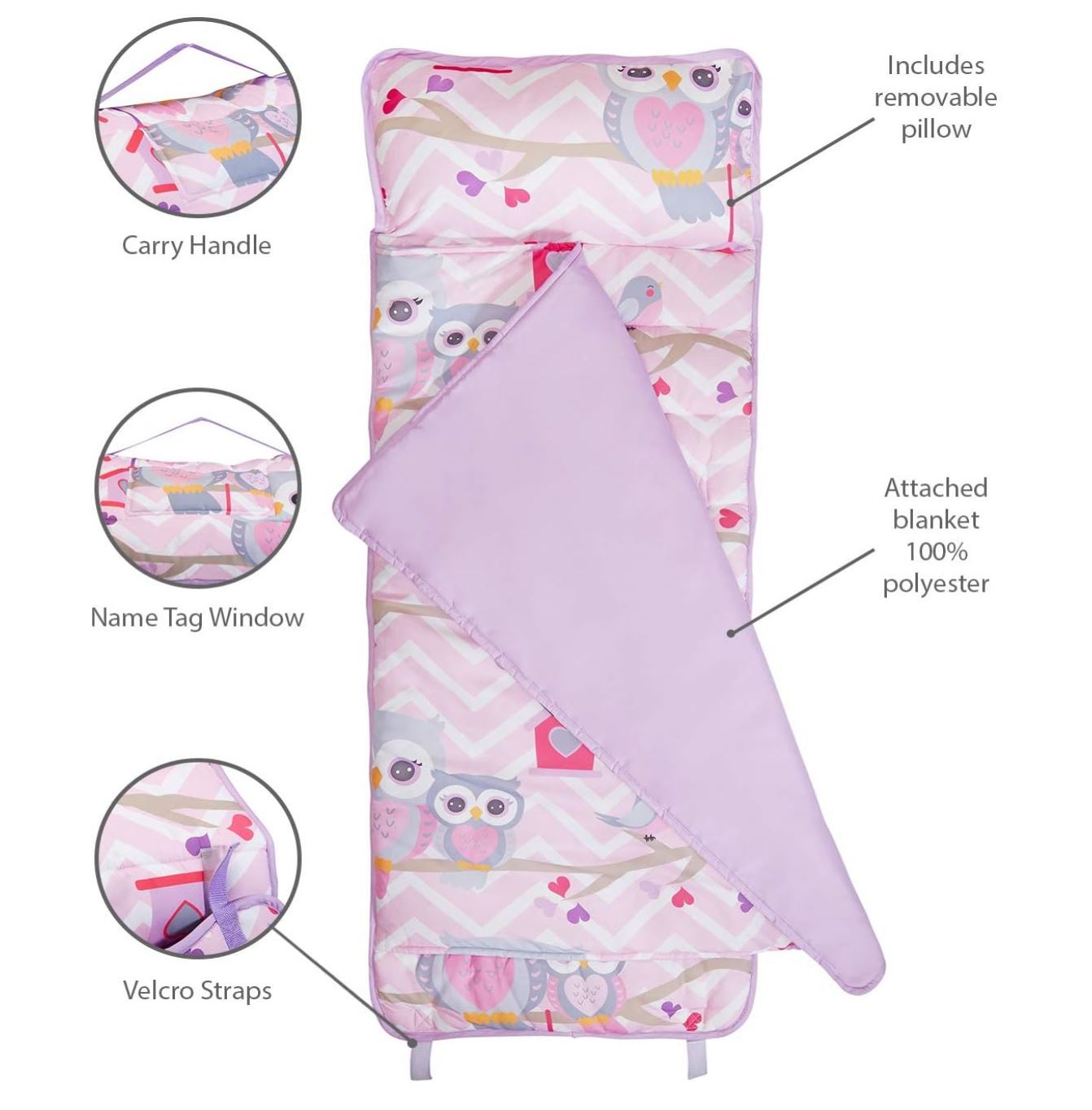 NAP MAT Sleeping Bag with Removable Pillow Kids Toddlers Sleepover EVERYDAY KIDS