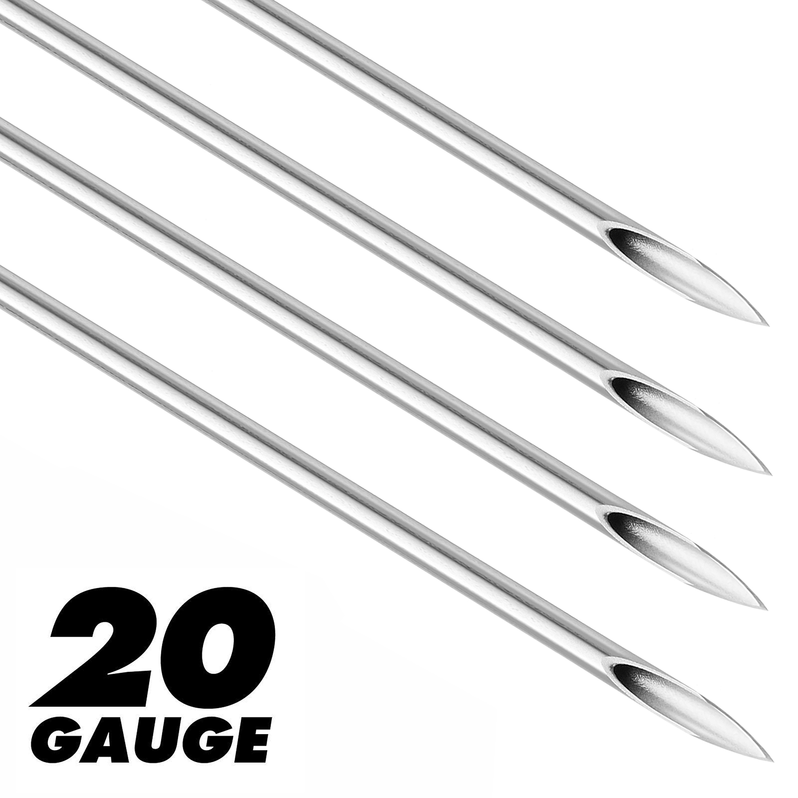 100 Mix Body Piercing Needle Sizes 12g, 14g, 16g, 18g and 20g (20 pcs each)