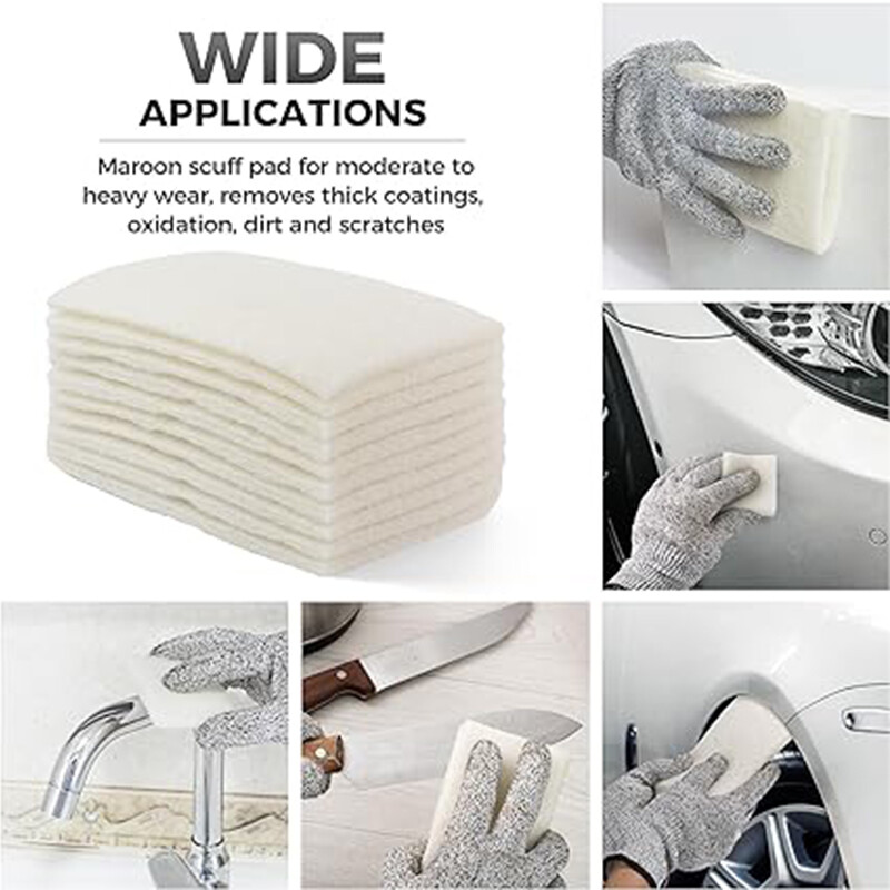 25pcs 6" X 9"/150x230mm Scuff Pads Gold Non-Woven Hand Pad 150 Grit For Cleaning