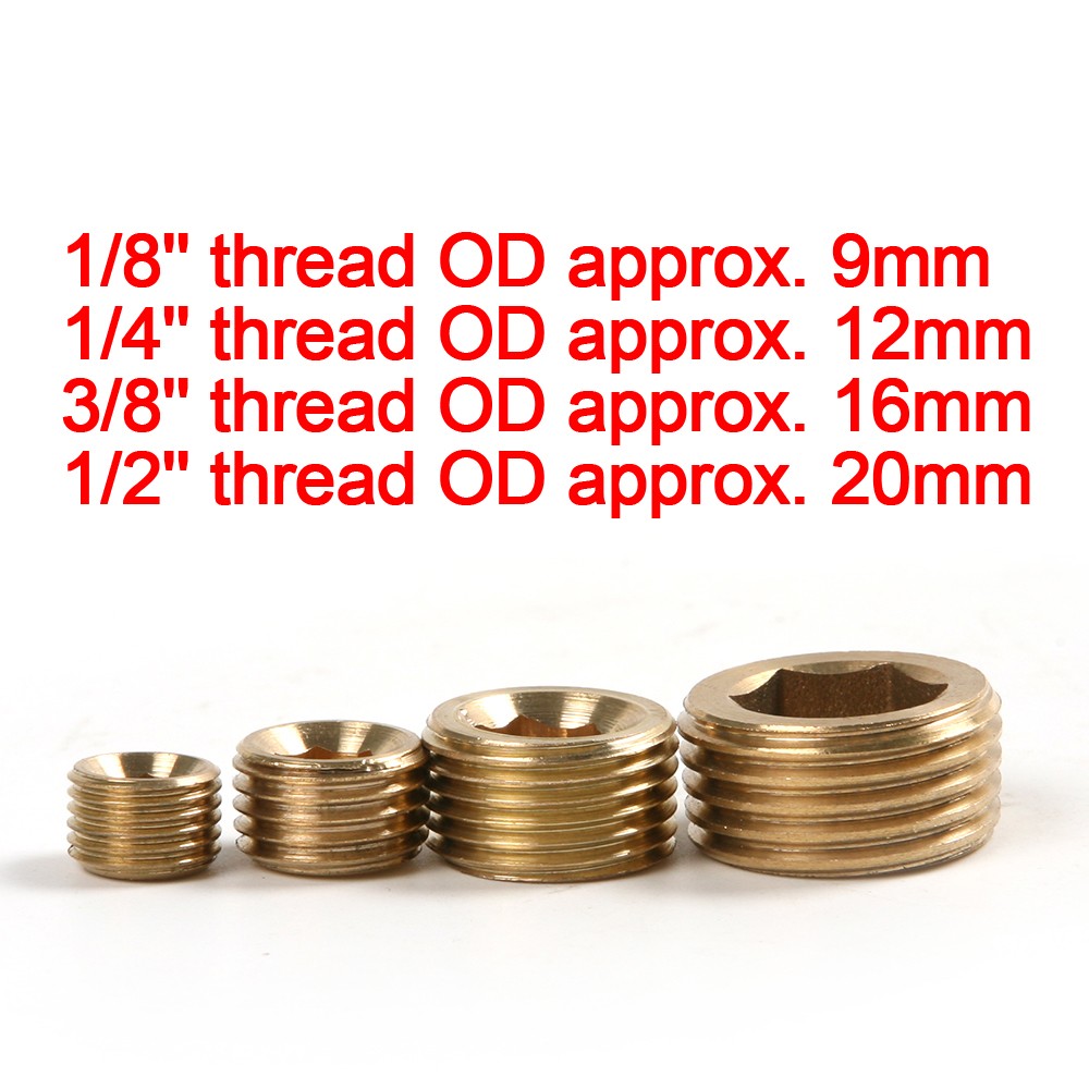 20PCS Pipe Plug 1/8" 1/4" 3/8" 1/2" Male Thread Hex Internal Head Socket Fitting
