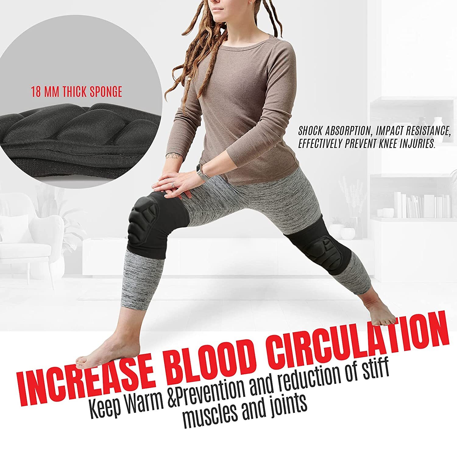 Knee Padded Breathable Soft Lightweight for Skiing Skating Snowboarding Unisex