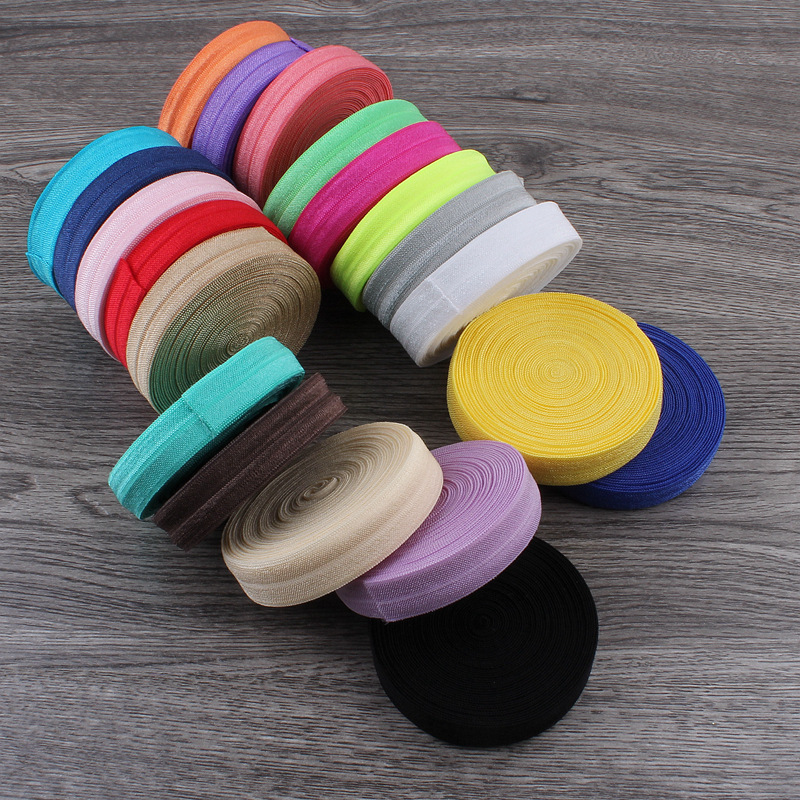 Solid Fold Over Elastic Ribbon FOE for Elastic Headbands Hair Ties 5/8" 30Yards