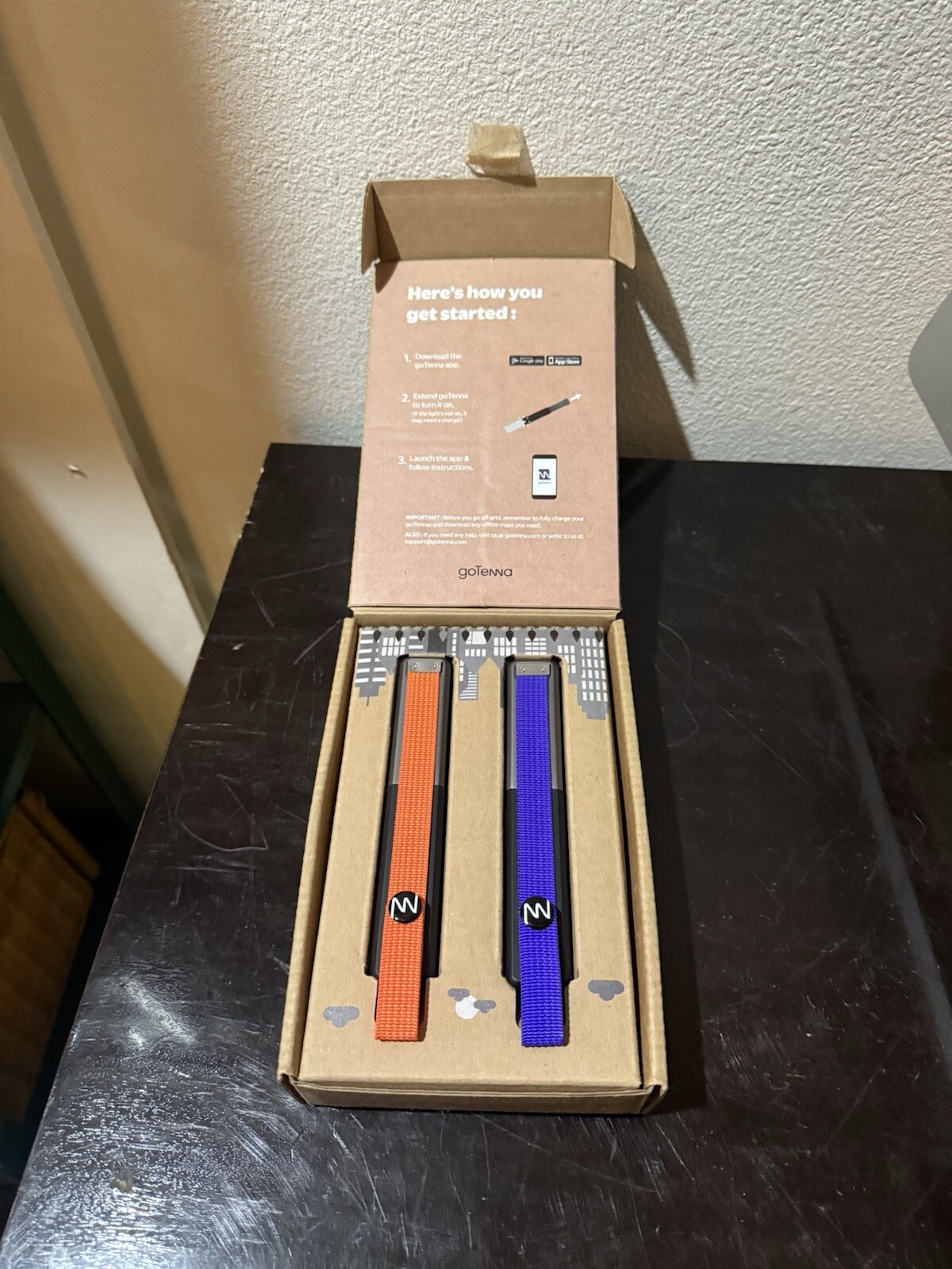 2 of GoTenna Off-Grid Texting SMS GPS Communicator Radio. Purple & Orange. 2x