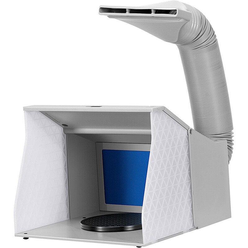 Airbrush Paint Spray Booth Kit Dual Fans w/ 4 LED Lights Turn Table, Filter Hose