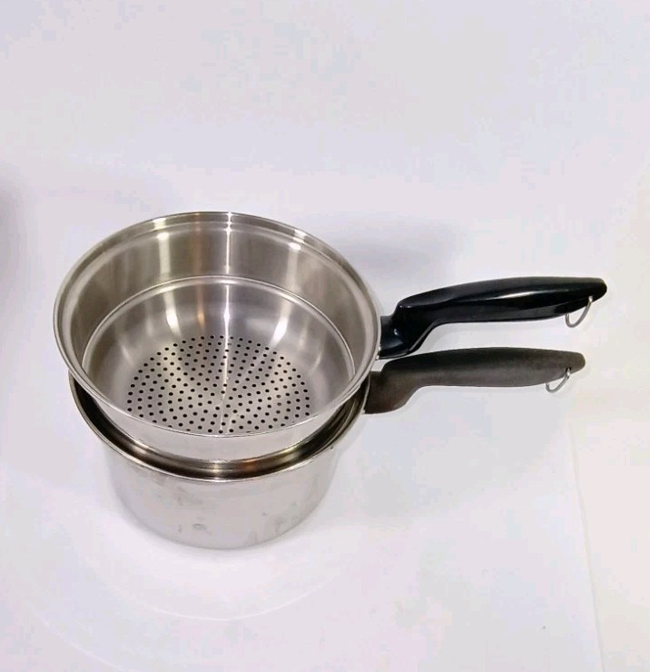 Vintage Permanent 5PLY MULTI CORE STAINLESS STEEL USA Saucepan & Steamer Basket