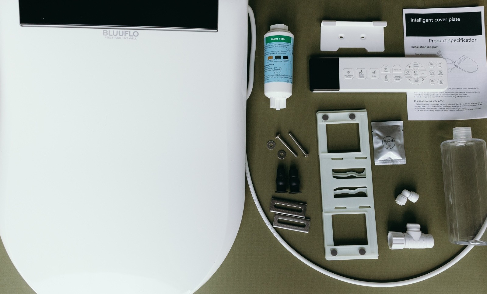 Electric Bidet Smart Toilet Seat- Elongated with Remote Control