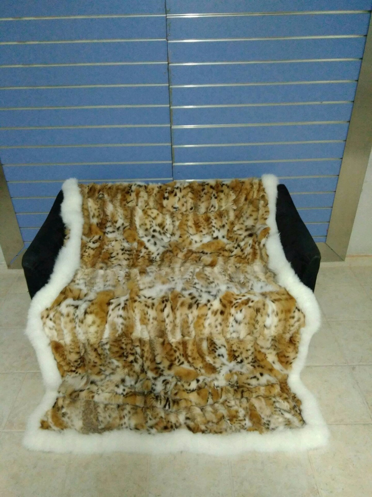 Luxury Lynx Fur Throw 100% Real Lynx Blanket Genuine Bedspread With Fox Outline