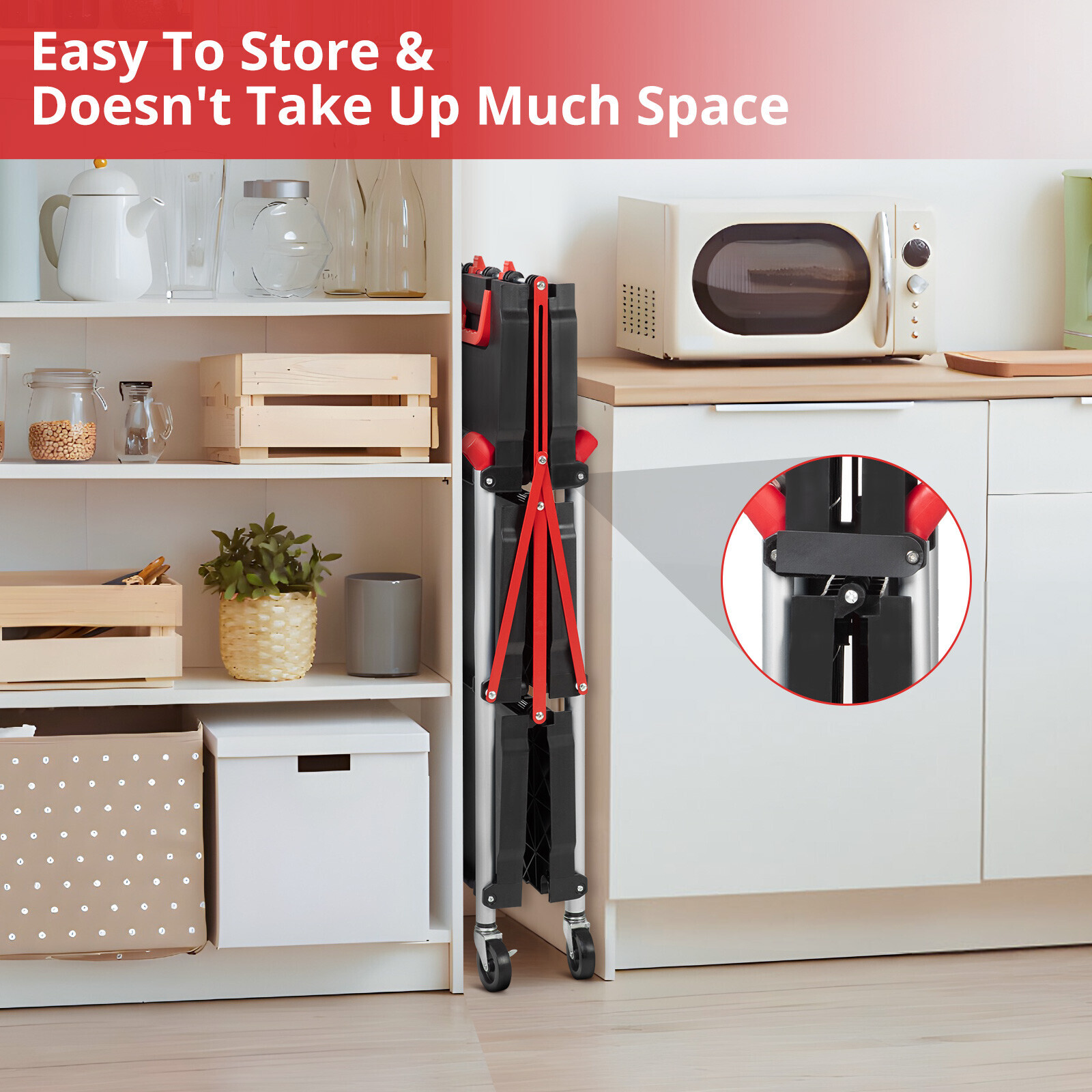 Foldable Service Cart with 360°Swivel Wheels Lockable 3-Tier Tool Carts