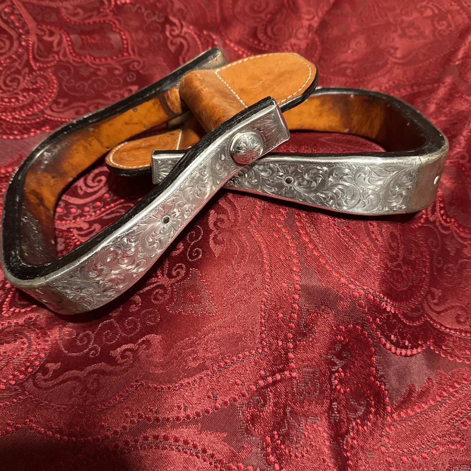 Billy Royal Marked Engraved Sterling silver Western Saddle Stirrups 1.5 inch