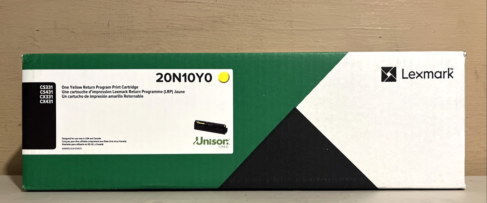 Genuine Lexmark 20N10Y0 Yellow Cartridge 1500 Pages High Yield Sealed Box READ