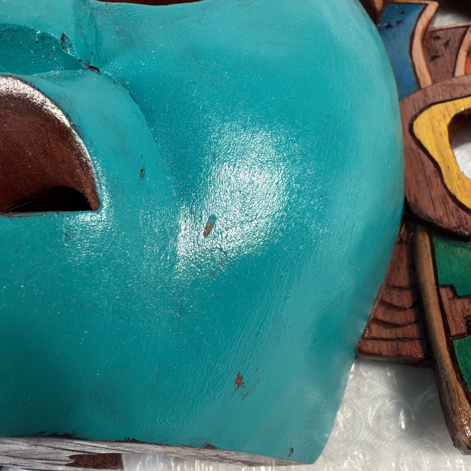 Hand-Carved Wooden Mayan Mask From Mexico