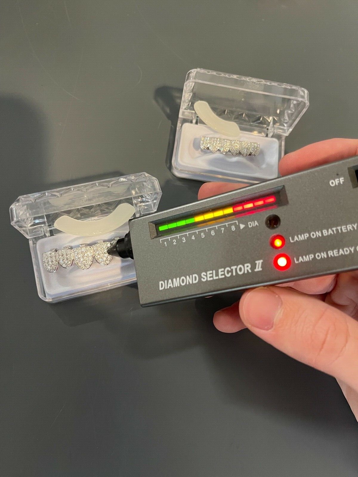 MOISSANITE GRILLZ Passes Test Teeth Top & Bottom Hip Hop 925 Silver Iced Rapper