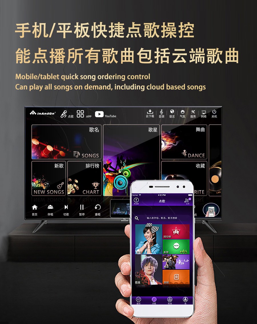 TSRINPLUSA400-12TB 188K 22" MIC INANDON Karaoke Player Machine 22" Touch Screen