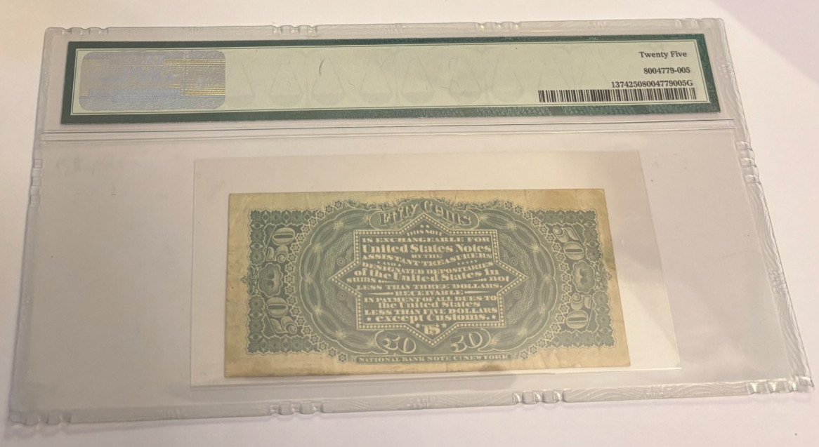Fourth Issue 50 Cents Fractional Currency Note Fr. 1374 Lincoln PMG 25 Very Fine
