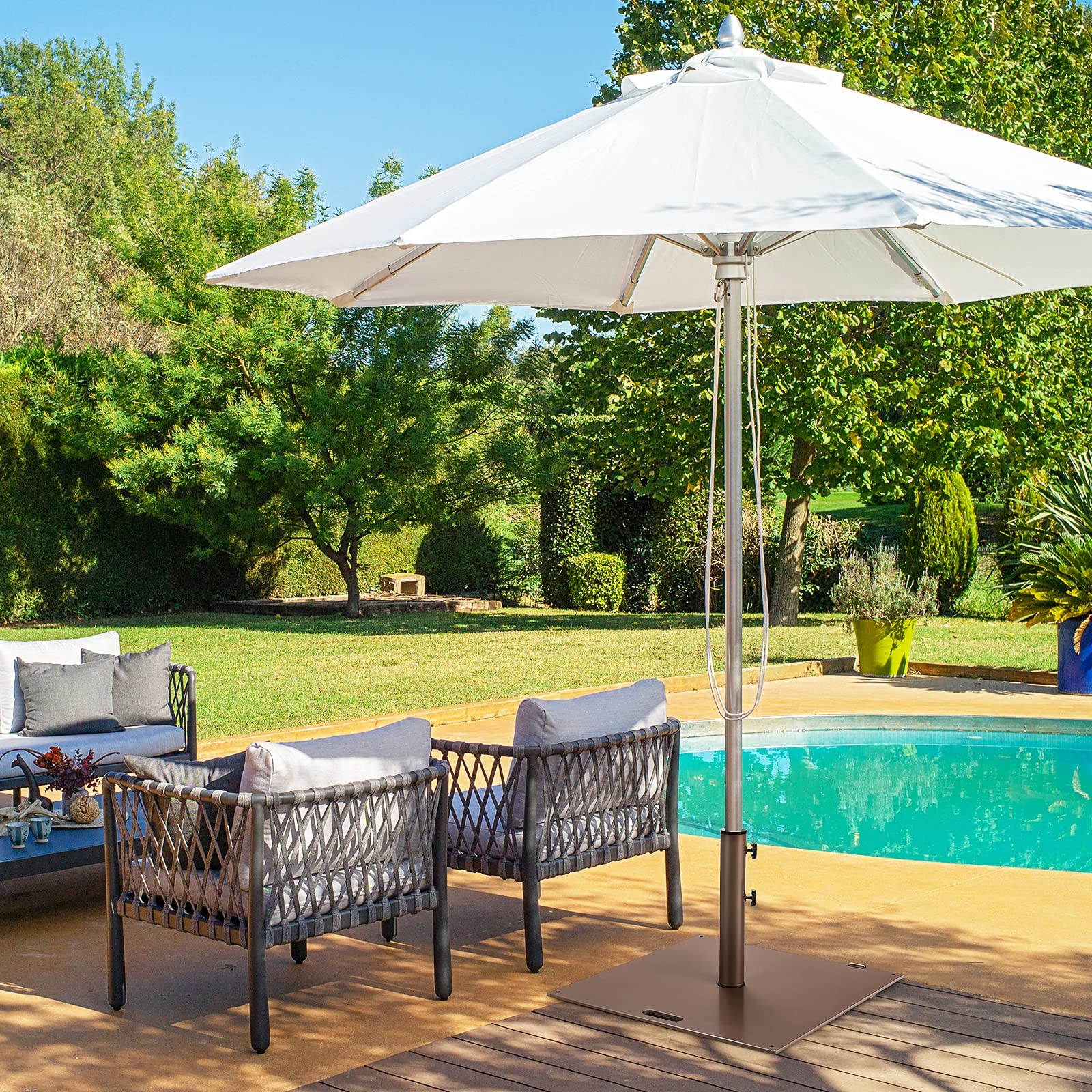 50LBS Patio Umbrella Base, Portable Outdoor Umbrella Base Stand,24 Inches Square