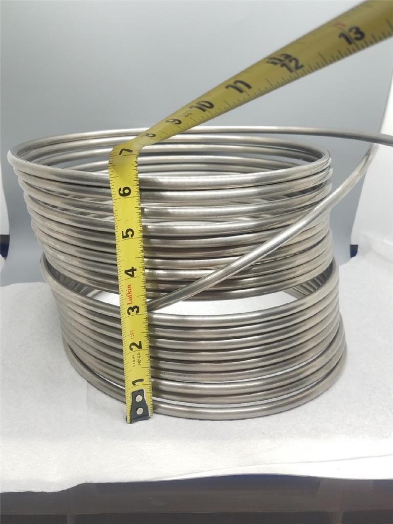 Stainless Steel Cooling Coil - 1/4" Inside Diameter X 50 Feet Coiled