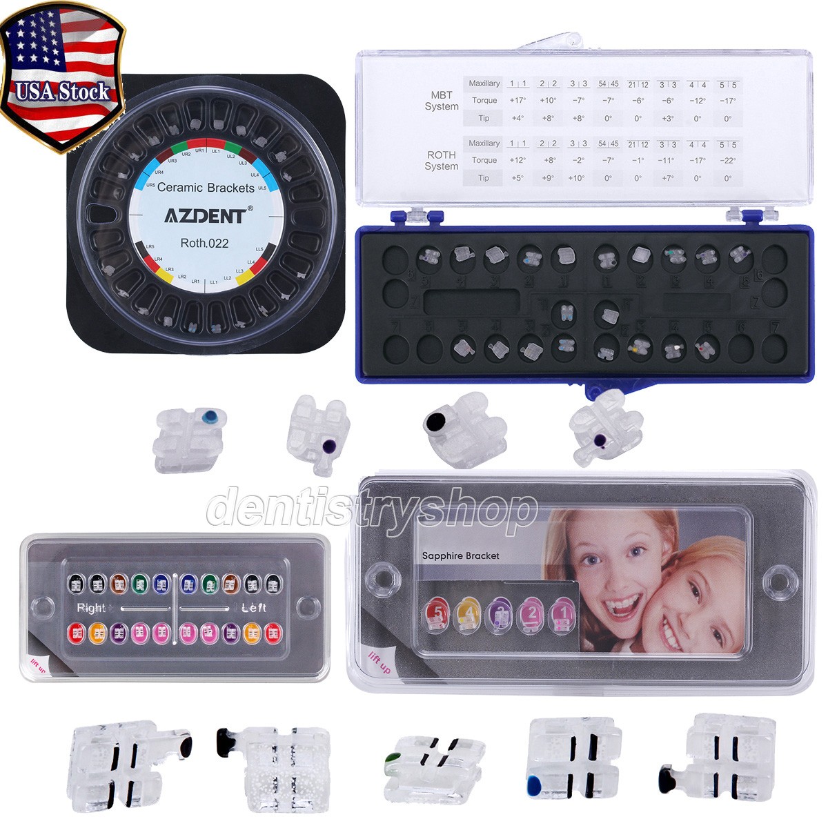 Dental Ortho Clear Bracket Monocrystalline Sapphire /Ceramic Braces Roth MBT 022