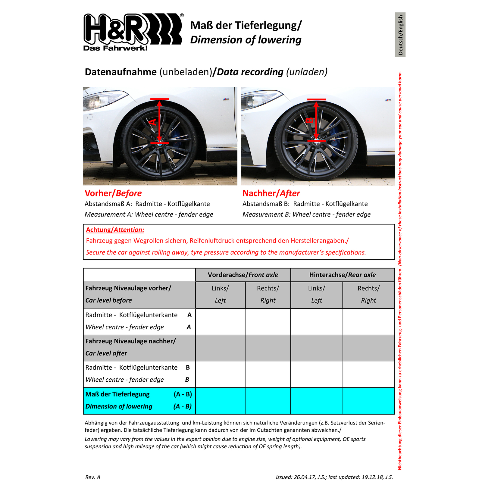 H&R 28721-2 Lowering Front Rear Springs Kit for 2017-23 BMW 530i 540i M550i G30