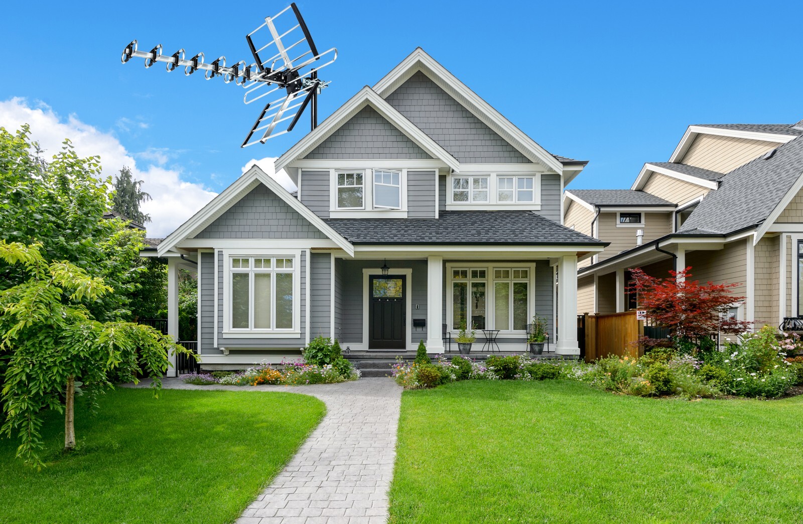 2025 HIGHQUALITY ANTENNA HDTV OUTDOOR UPDATED AMPLIFIED VHF UHF FM + KIT & POLE