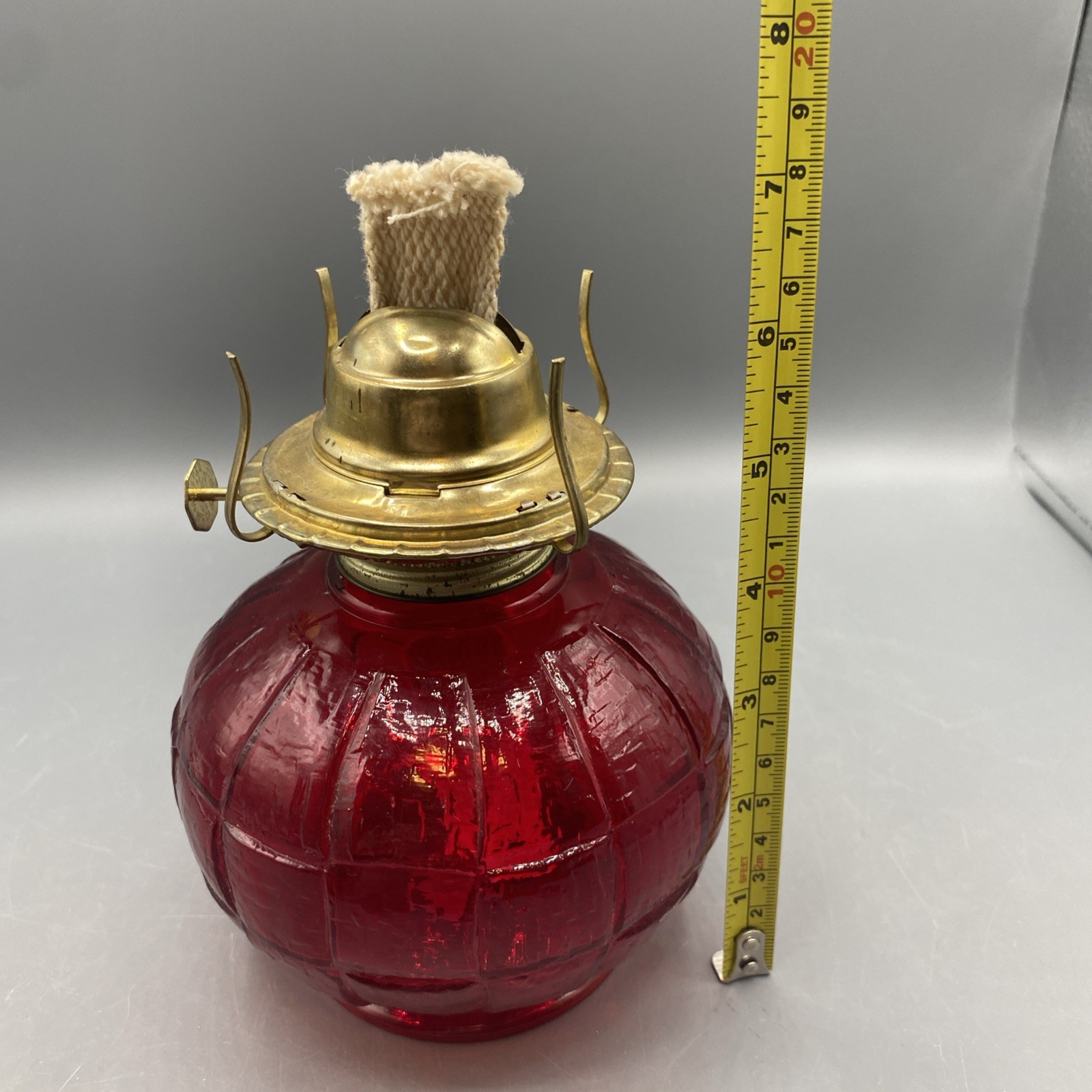 New Vintage Viking Glass Ruby (Red) Paneled Kerosene Lamp Eagle Burner BASE ONLY