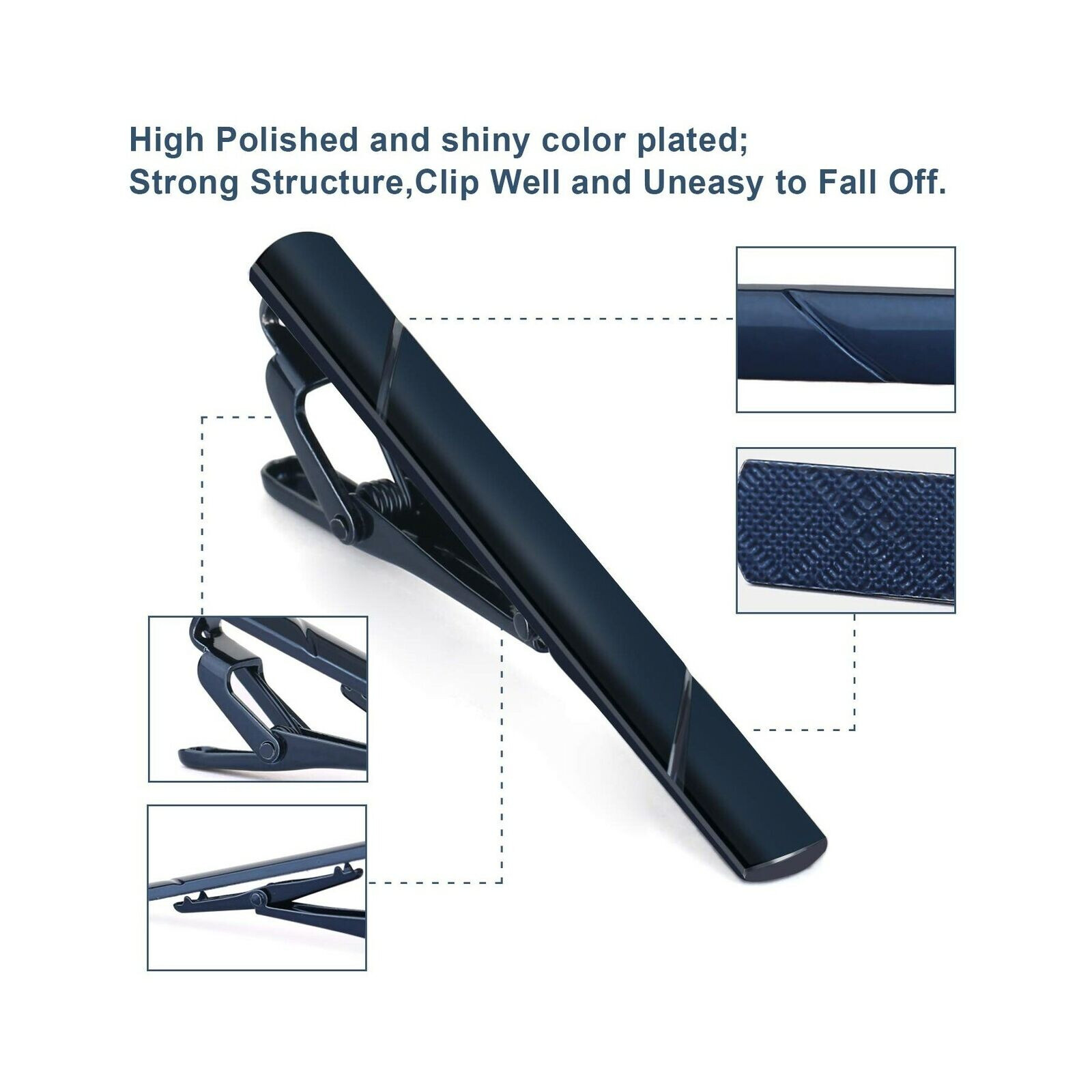 4pcs Mens Stainless Steel Tie Clip Necktie Bar Clasp Clamp Pin Gold Black Silver