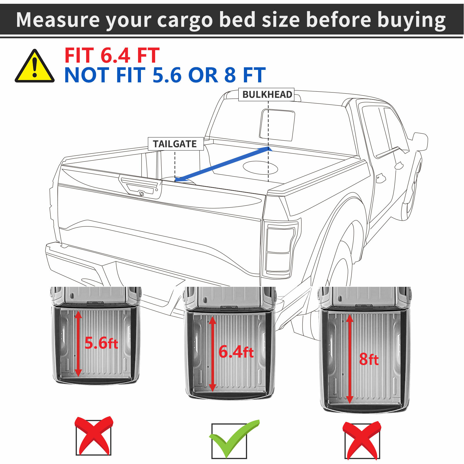 4-Fold 6.4FT/6.5FT Soft Tonneau Cover For 2002-2023 Dodge Ram 1500 2500 3500 Bed