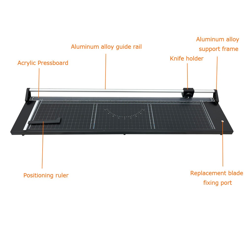 Rotary Paper Trimmer, 48" Cut Length Paper Cutter w/2 Spare Blades, Angle Line