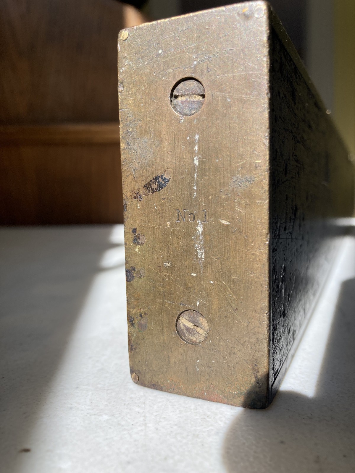 EARLY STRATTON BROS N0 1, 30" BRASS BOUND LEVEL.