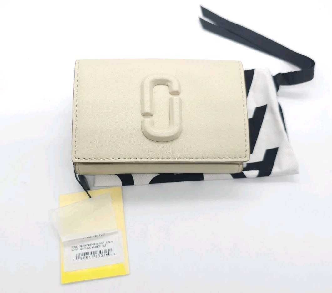 Marc Jacobs J Marc Trifold Leather Wallet Cloud White New