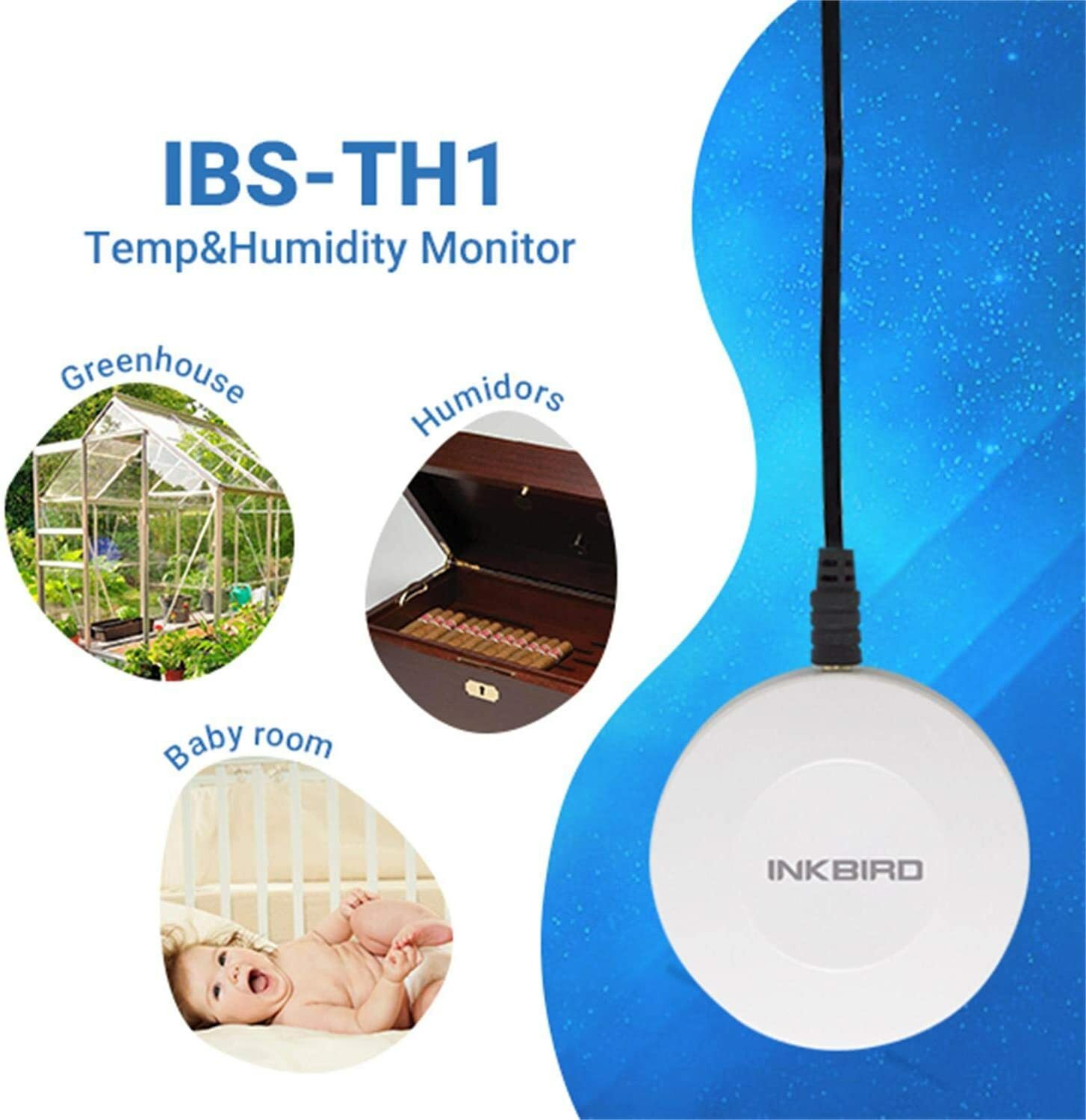 Inkbird IBS-TH1 Thermometer Hygrometer Wireless Temperature Recorder Bluetooth