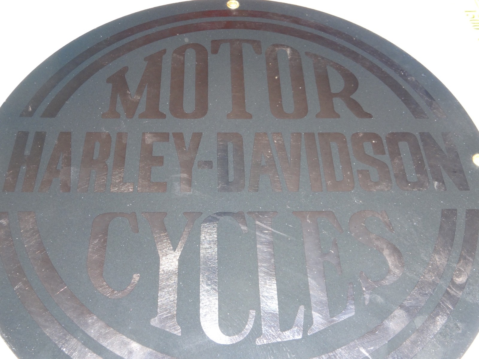 VINTAGE HARLEY DAVIDSON MOTORCYCLES 11 1/4" PORCELAIN METAL GASOLINE & OIL SIGN!