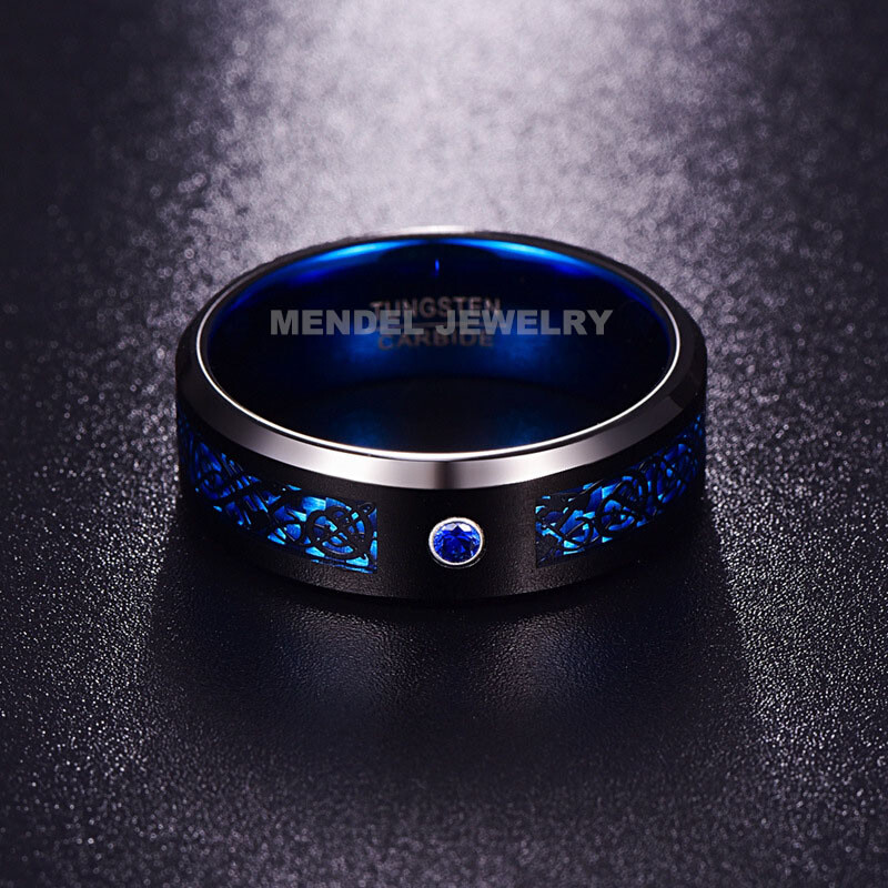 MENDEL Mens Tungsten Carbide Celtic Knot Wedding Engagement Band Ring Size 7-15