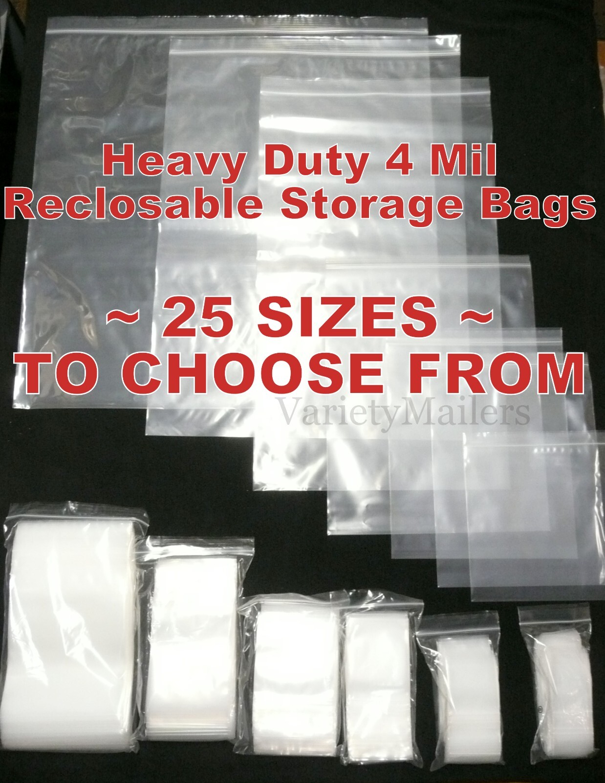 SMALL to EXTRA LARGE Clear Reclosable 4 MIL HEAVY DUTY Resealable Storage Bags