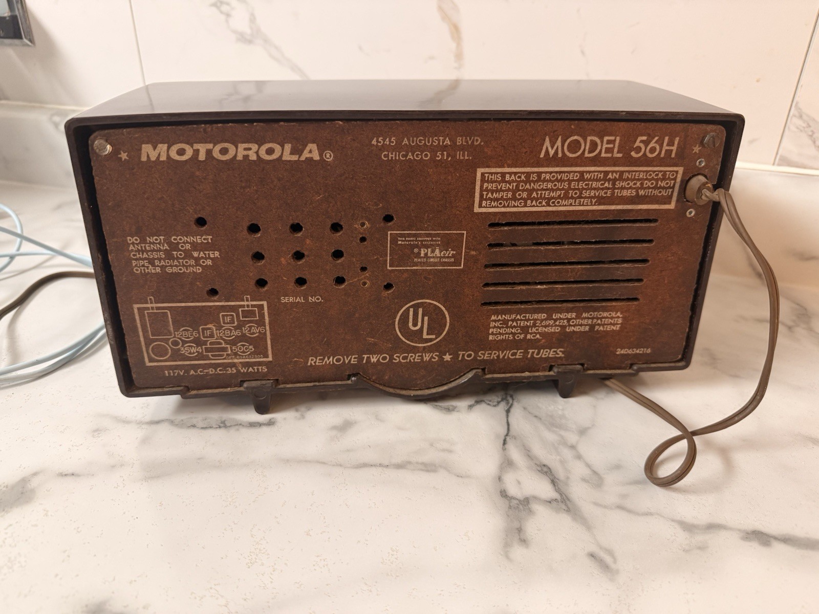 Vintage 1955 Motorola Tube Radio Model 56H MCM Atomic Era See Video USA Model