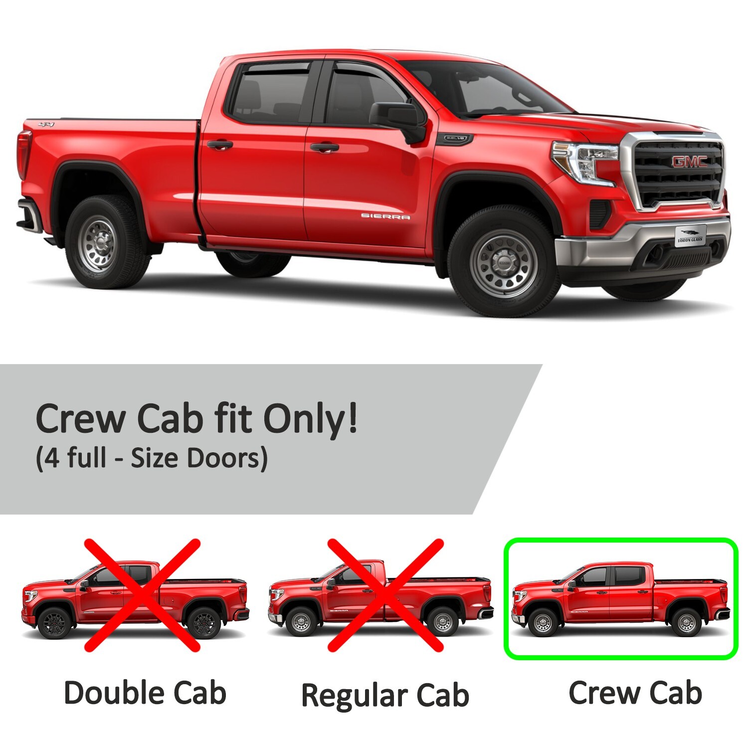 Sun Rain Visors Wind Rain Guard for 2019-2024 GMC Sierra Crew Cab 1500