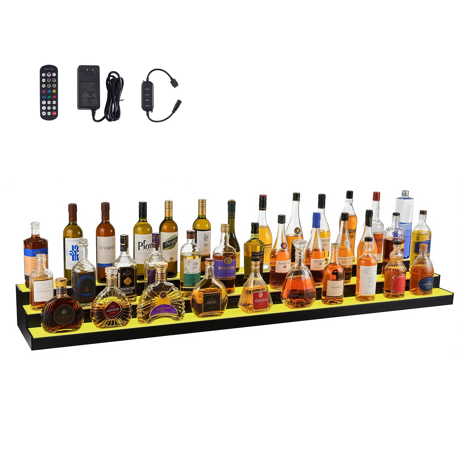 VEVOR LED Lighted Liquor Bottle Display 3-Tier 70 Inches for 52 Bottles