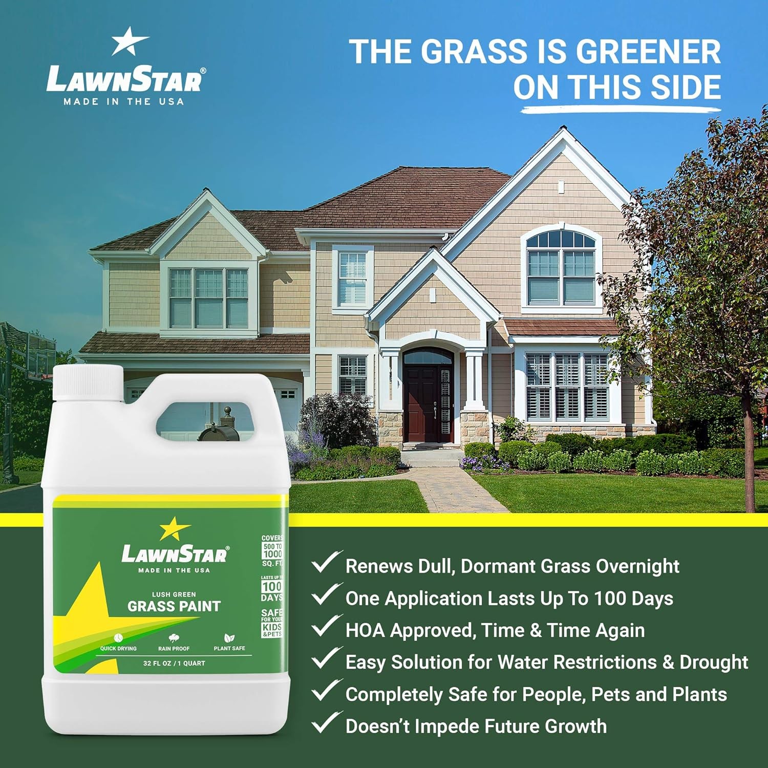 Grass Paint Concentrate (500-1,000 sq ft) - for Dormant, Patchy or 32, Green