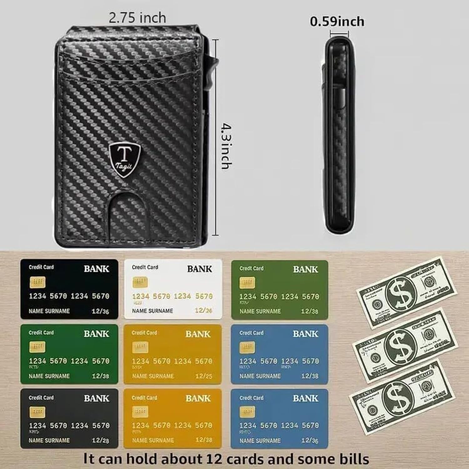 RFID Blocking Pop-Up Leather Men’s Wallet Slim Bifold with Money Clip Gift-Ready