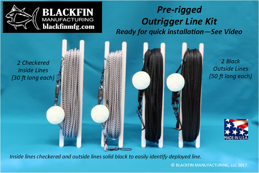 Outrigger Rigging Kit 4 Lines 50/30 FT + Hal-Lock Double Pulleys + Release Clips