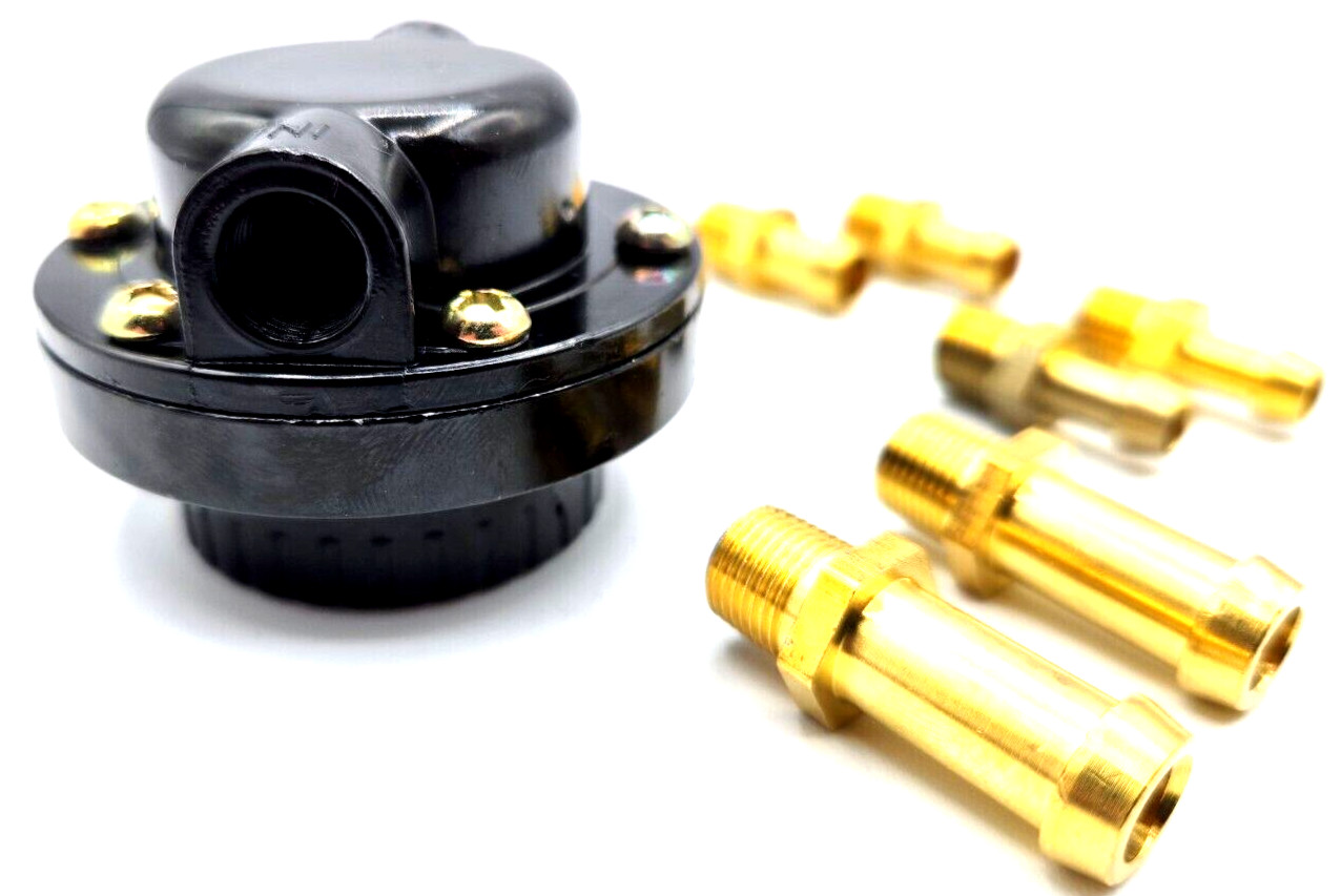 Universal Inline Black Low Pressure Adjustable Fuel Pressure Regulator 1-6 PSI