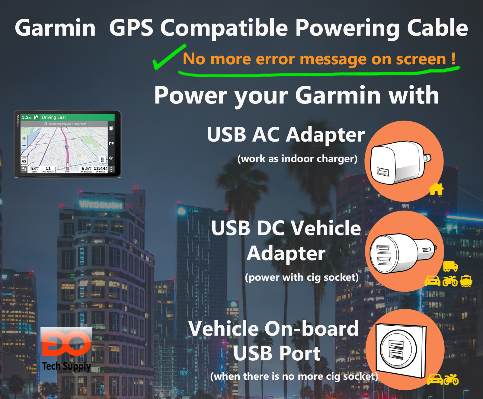 USB Charging Cable Power Cord for Garmin GPS Drive DriveSmart DriveAssist TA20