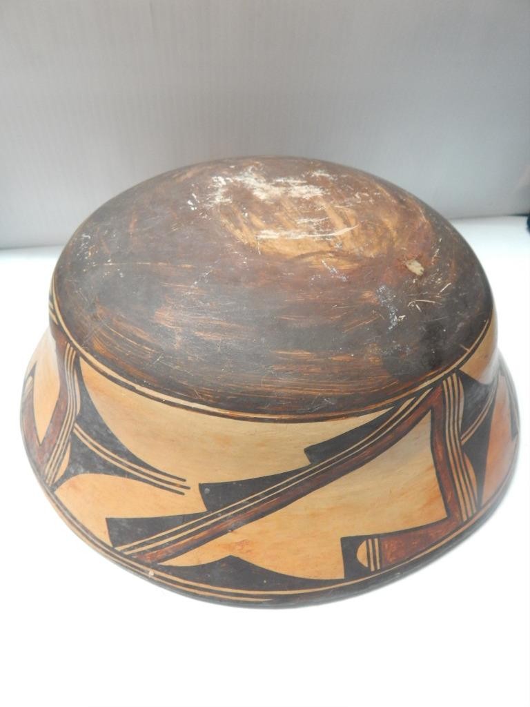IMPORTANT ANTIQUE HOPI INDIAN POTTERY DOUGH BOWL POT - MUSEUM GRADE !