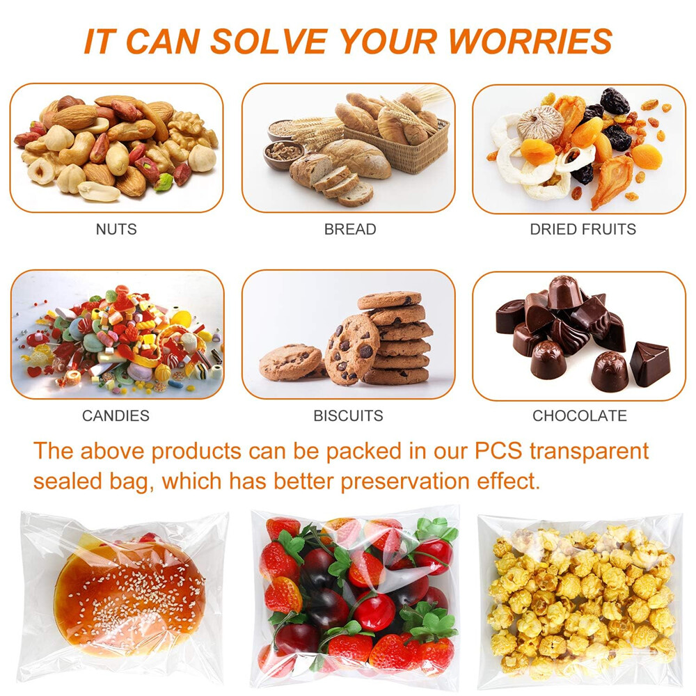 100-500x Clear OPP Poly Bags Transparent OPP Bag Plastic Bags Self Adhesive Seal