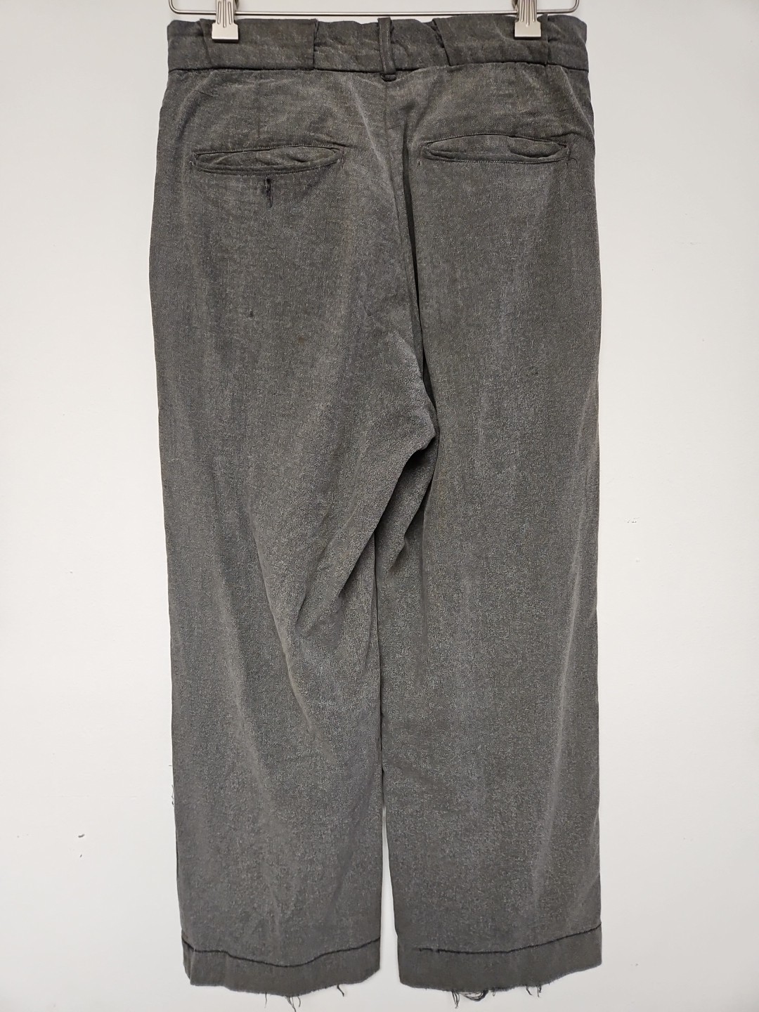 Vtg 40s 50s Sanforized Cotton Trousers Pants Button Fly Distress Repair 29x28