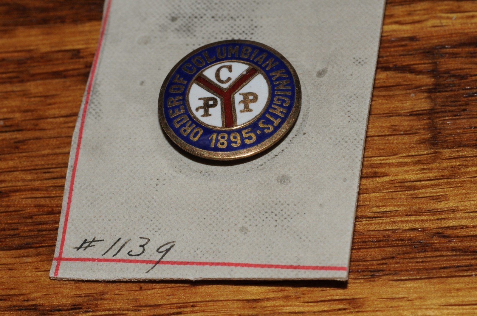Order Of Columbian Knights 1895 Fraternal Organization Lapel Pin Gold Filled*