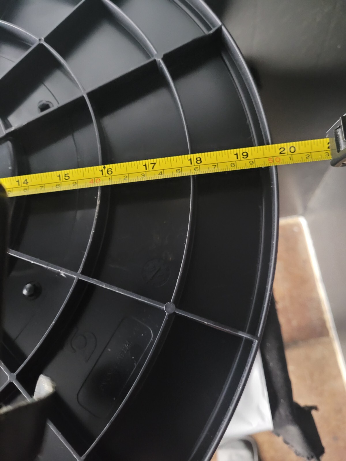 EMPTY LARGE BLACK PLASTIC SPOOL 19 1/2"x10" FOR WIRE ROPE CABLE