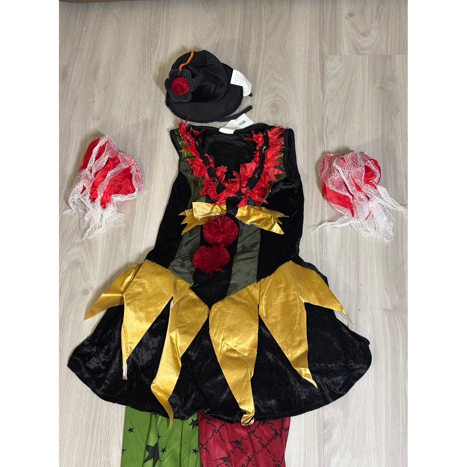 Rubies Evil Clown Costume Womens S Red Black Halloween Cosplay Dress Leggings