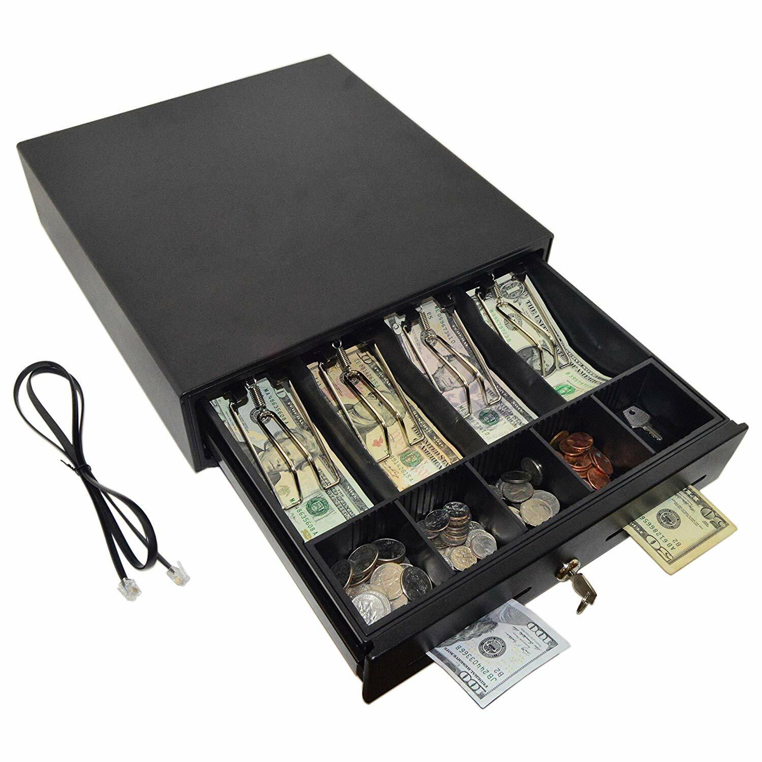 Durable Lightweight Cash Drawer with RJ12 POS Connection, 2 Keys Included