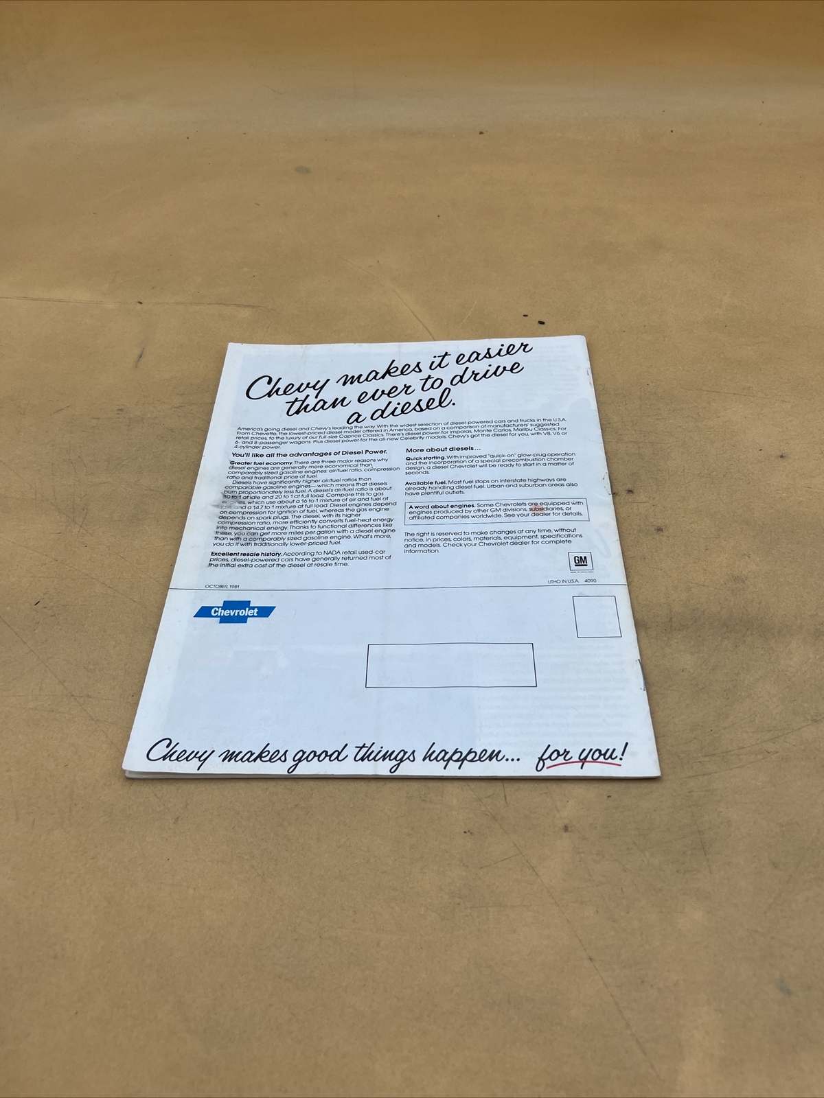 1982 CHEVROLET CELEBRITY CAMARO CORVETTE IMPALA CHEVETTE SALES BROCHURE CATALOG