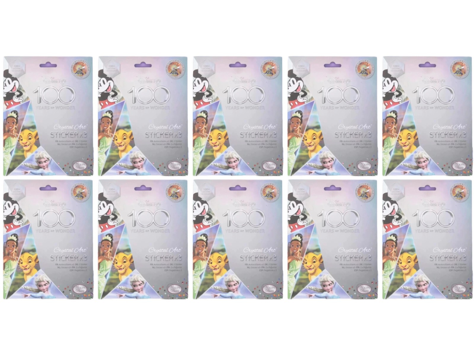 Lot of (10) Craft Buddy Disney 100 Years of Wonder Crystal Art Sticker Packs